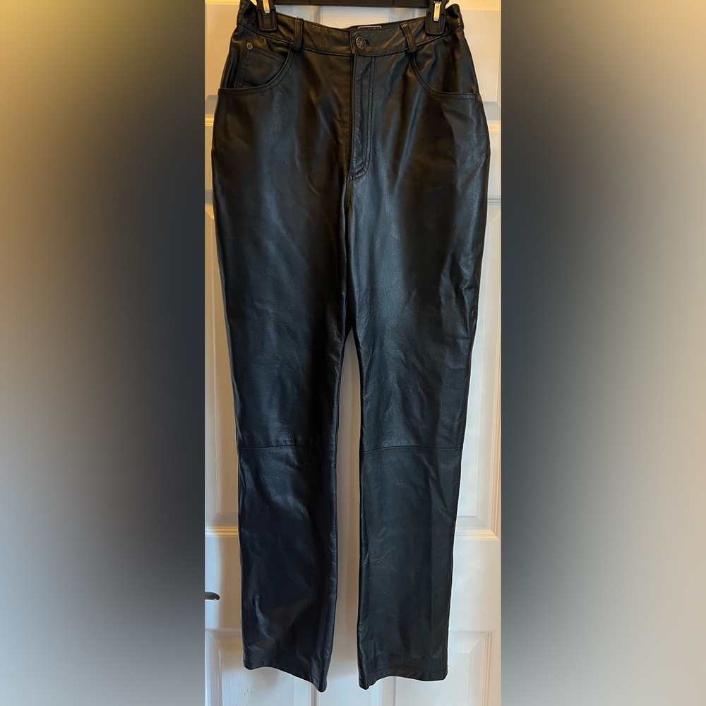 Mark Allen Women’s Genuine Leather Pants Jeans Black Lined High Waisted-6M NWOT